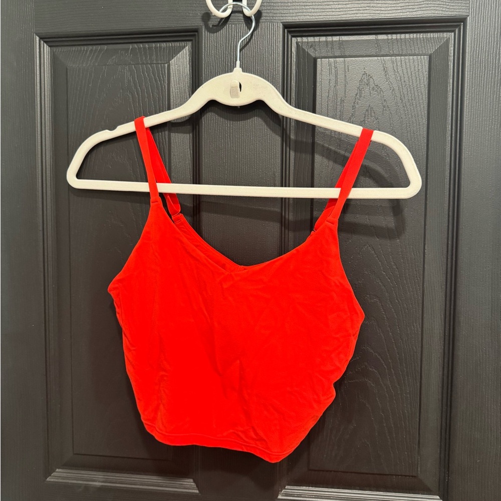 Athleta Elation V Neck Longline Bra Bright Red